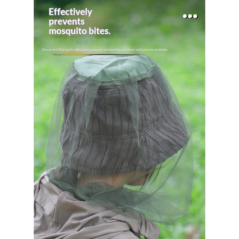 Outdoor Camping Mosquito Net - قبعة واقية قابلة للسحب مضادة للحشرات،