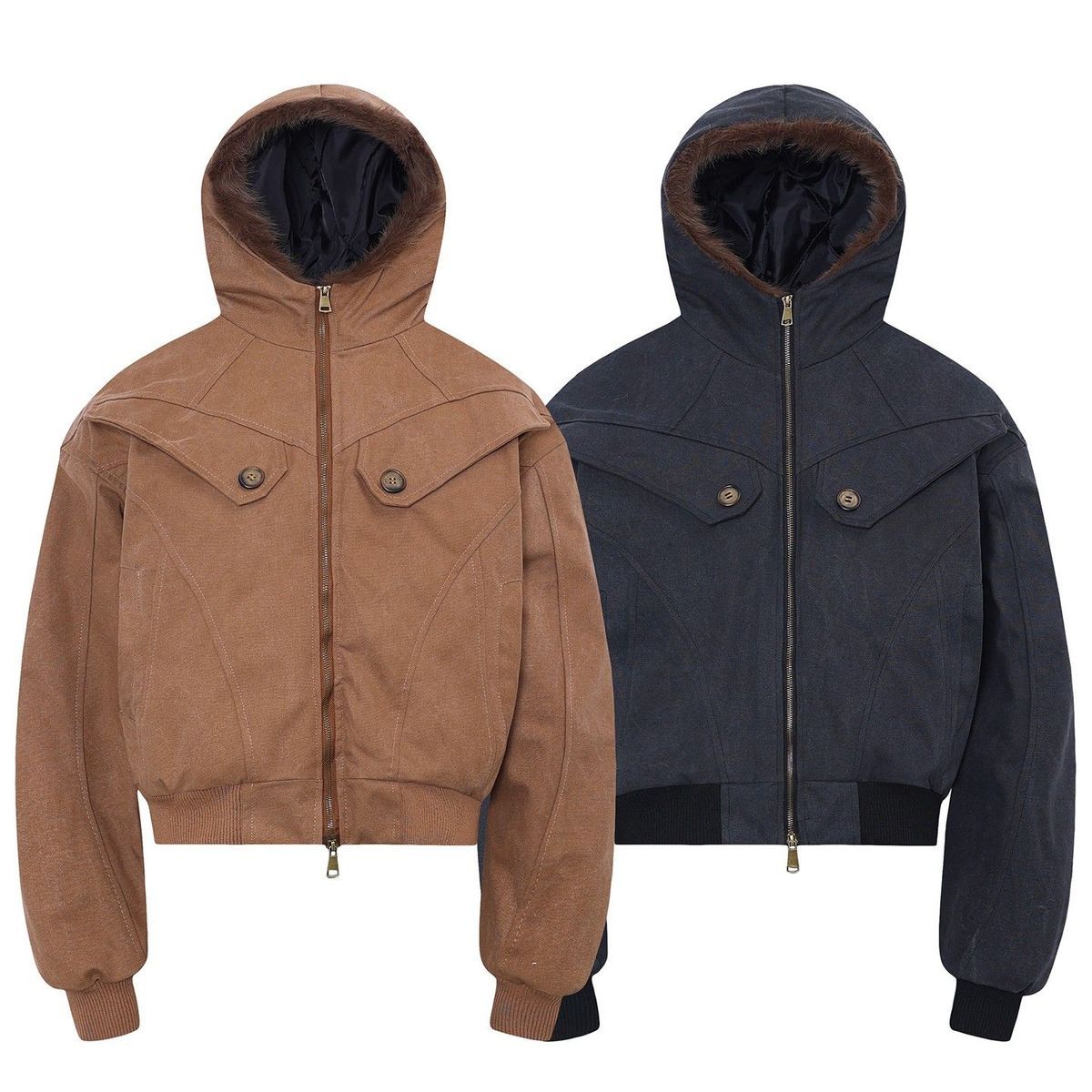 Best Outdoor Camping Jacket - جاكيت دنيم رجالي بياقة فرو، بتصميم