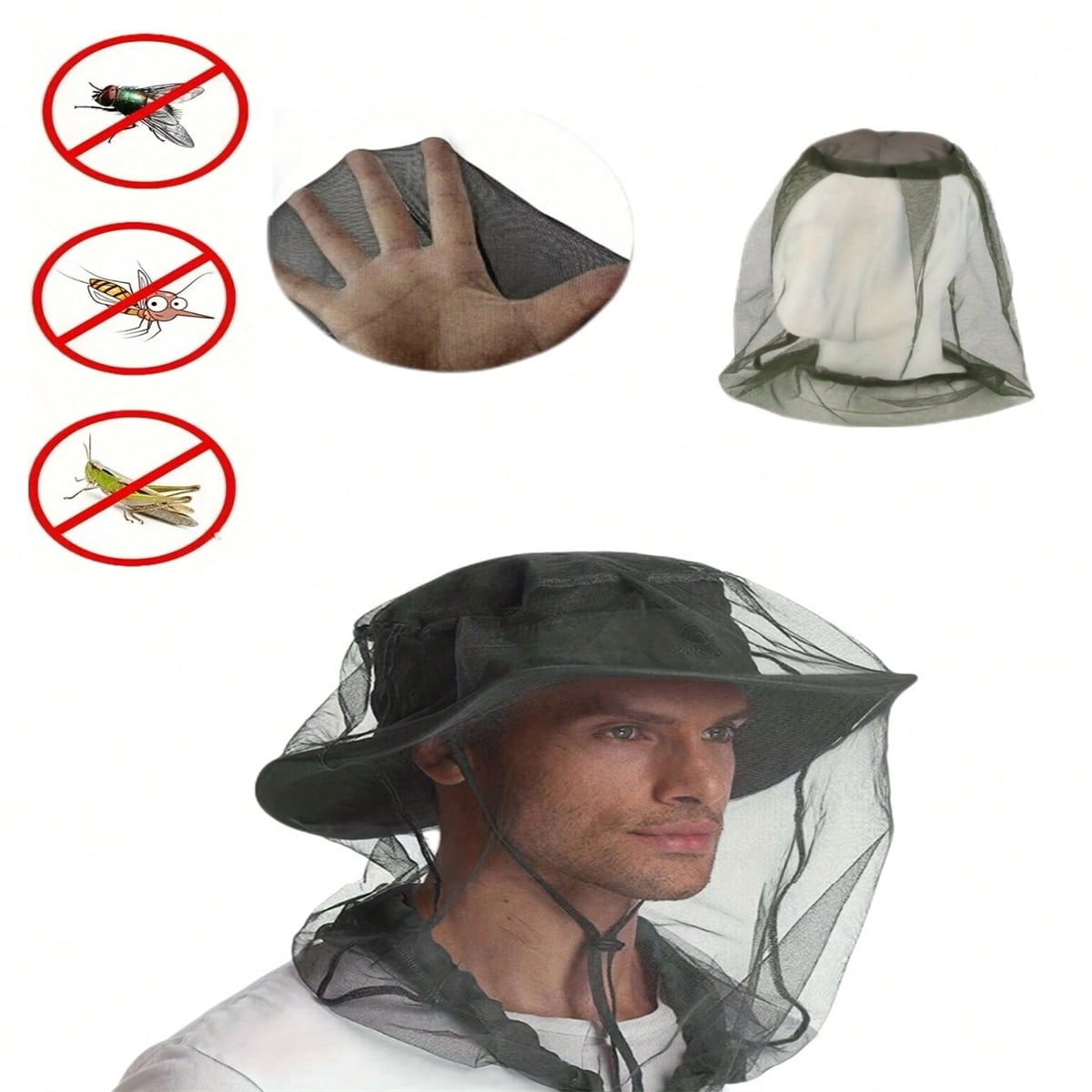 Outdoor Camping Mosquito Net - قبعة صيد ليلية للصيد في الهواء
