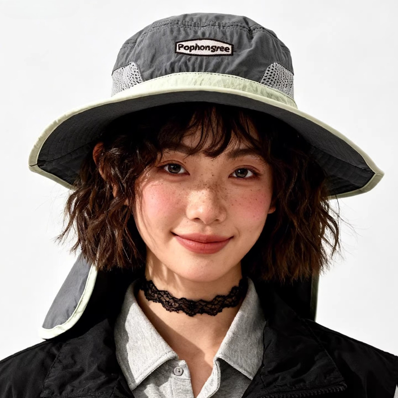 قبعات نسائية عصرية بتصميم شبكي - مراجعة Camping Outdoor Quick Drying Sun Neck Protection Cap Hat وسعره