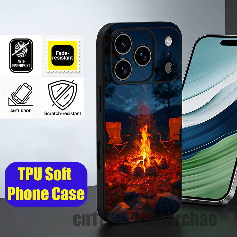 غطاء هاتف بتصميم نار المخيمات  - مراجعة Outdoor Camping Wallpaper وسعره