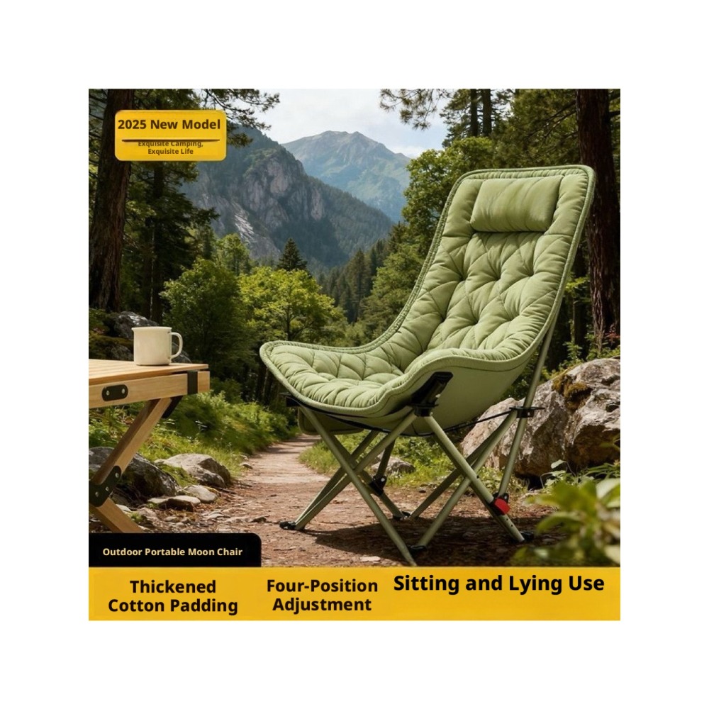 كرسي قمر قطني سميك قابل للطي و - مراجعة Outdoor Camping Recliner وسعره