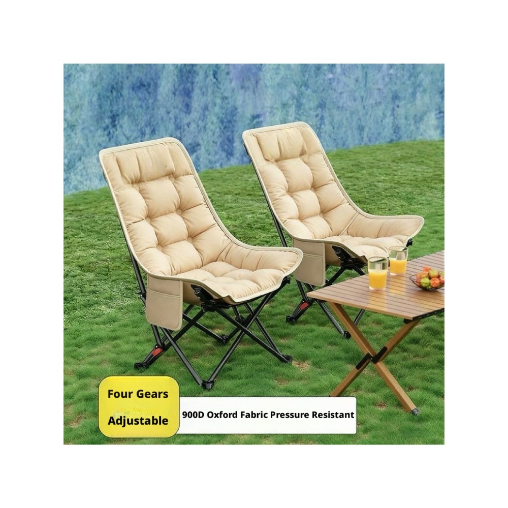 كرسي قمر قطني سميك قابل للطي و - مراجعة Outdoor Camping Recliner وسعره