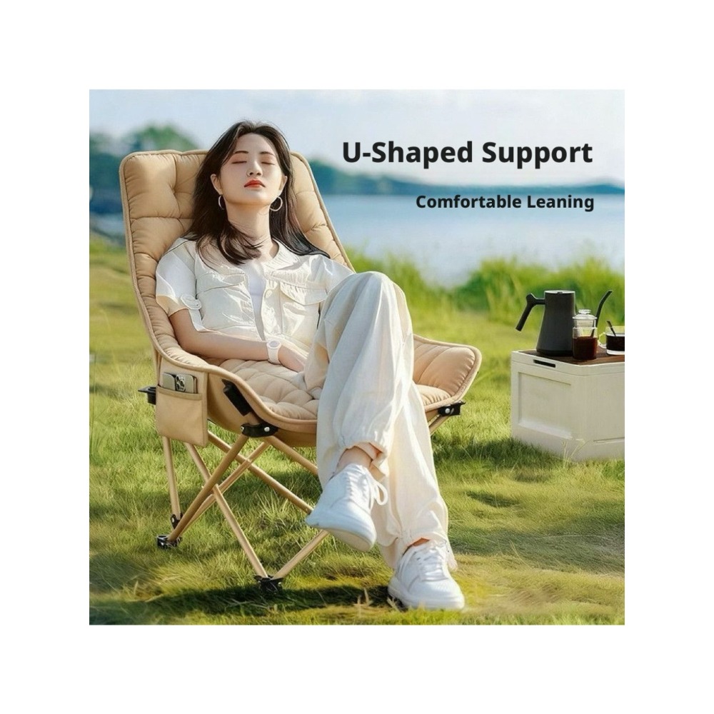 كرسي قمر قطني سميك قابل للطي و - مراجعة Outdoor Camping Recliner وسعره