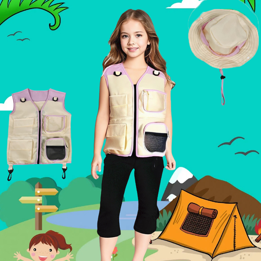 صدرية وقبعة مستكشفة للأطفال ،  - مراجعة Outdoor Camping Kids Activities وسعره