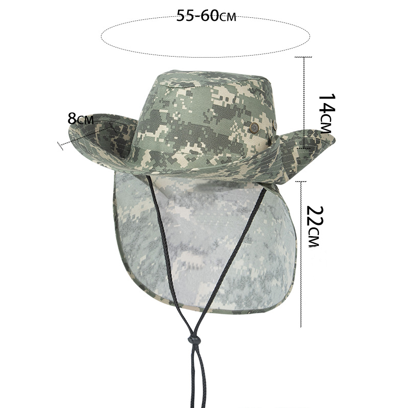 جديد الصيف التمويه قبعة الشمس  - مراجعة Camping Outdoor Quick Drying Sun Neck Protection Cap Hat وسعره
