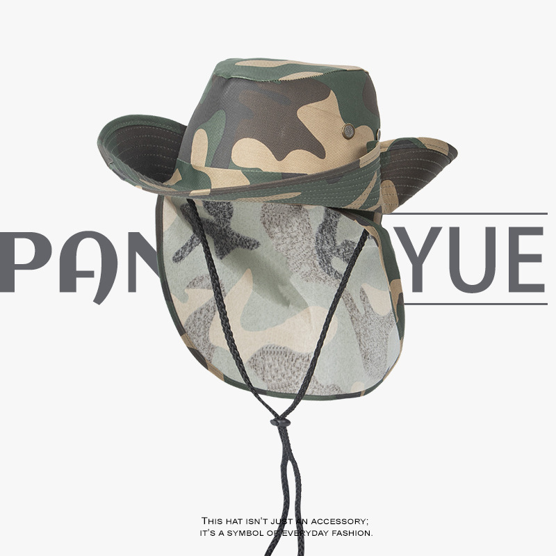 جديد الصيف التمويه قبعة الشمس  - مراجعة Camping Outdoor Quick Drying Sun Neck Protection Cap Hat وسعره