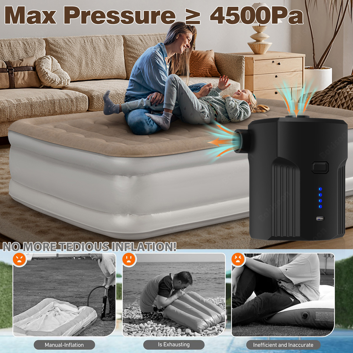 مضخة هواء كهربائية محمولة للمط - مراجعة Inflatable Mattress وسعره